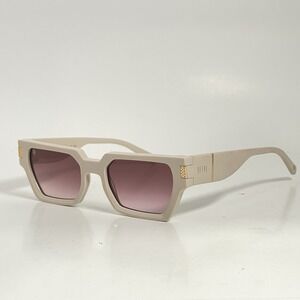 9FIVE Locks LTD Cream Square Sunglasses Rose Gradient Lens Gold Accents Designer